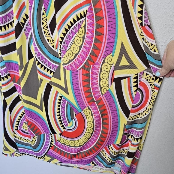 1.2.3 Vibrant Multicolor Smocked Midi‎ Dress Attached Beaded Necklace S Small - Picture 6 of 10